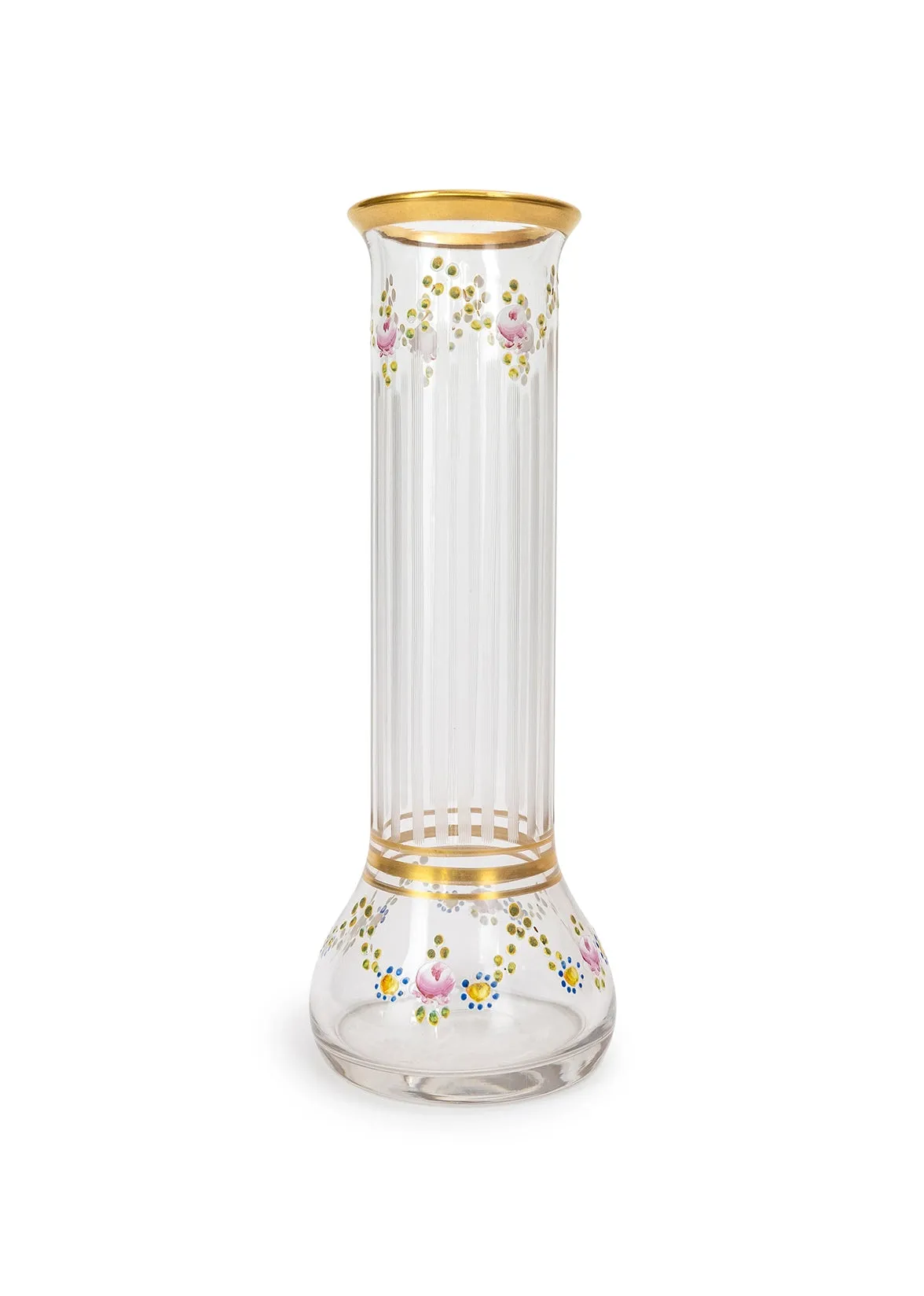 tall antique glass vase by moser, 19th c