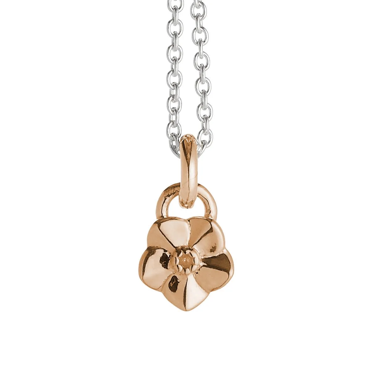 Tiny Forget-Me-Not Silver & Rose Gold Necklace