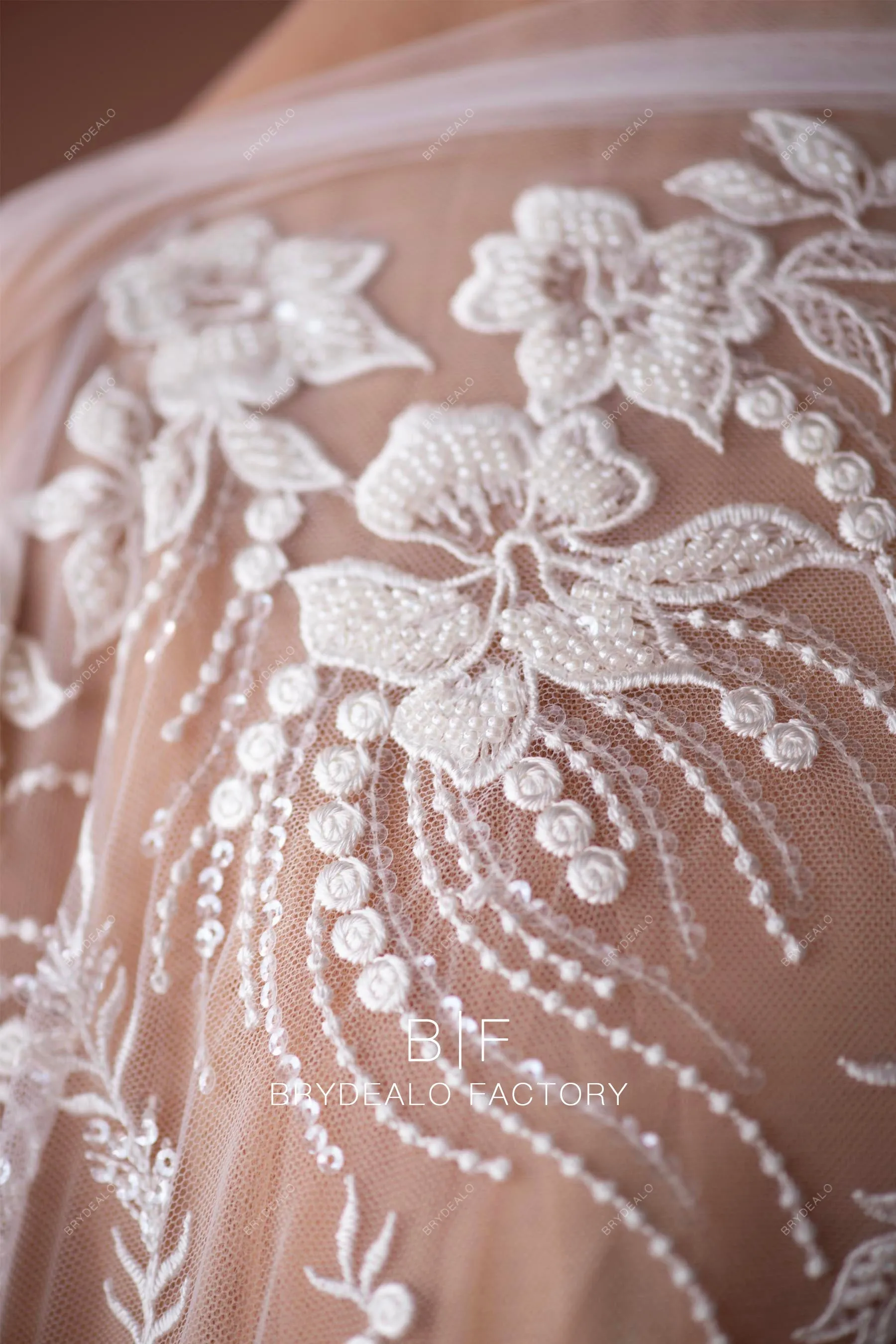 Trendy Luxury Beaded Flower Bridal Lace Online