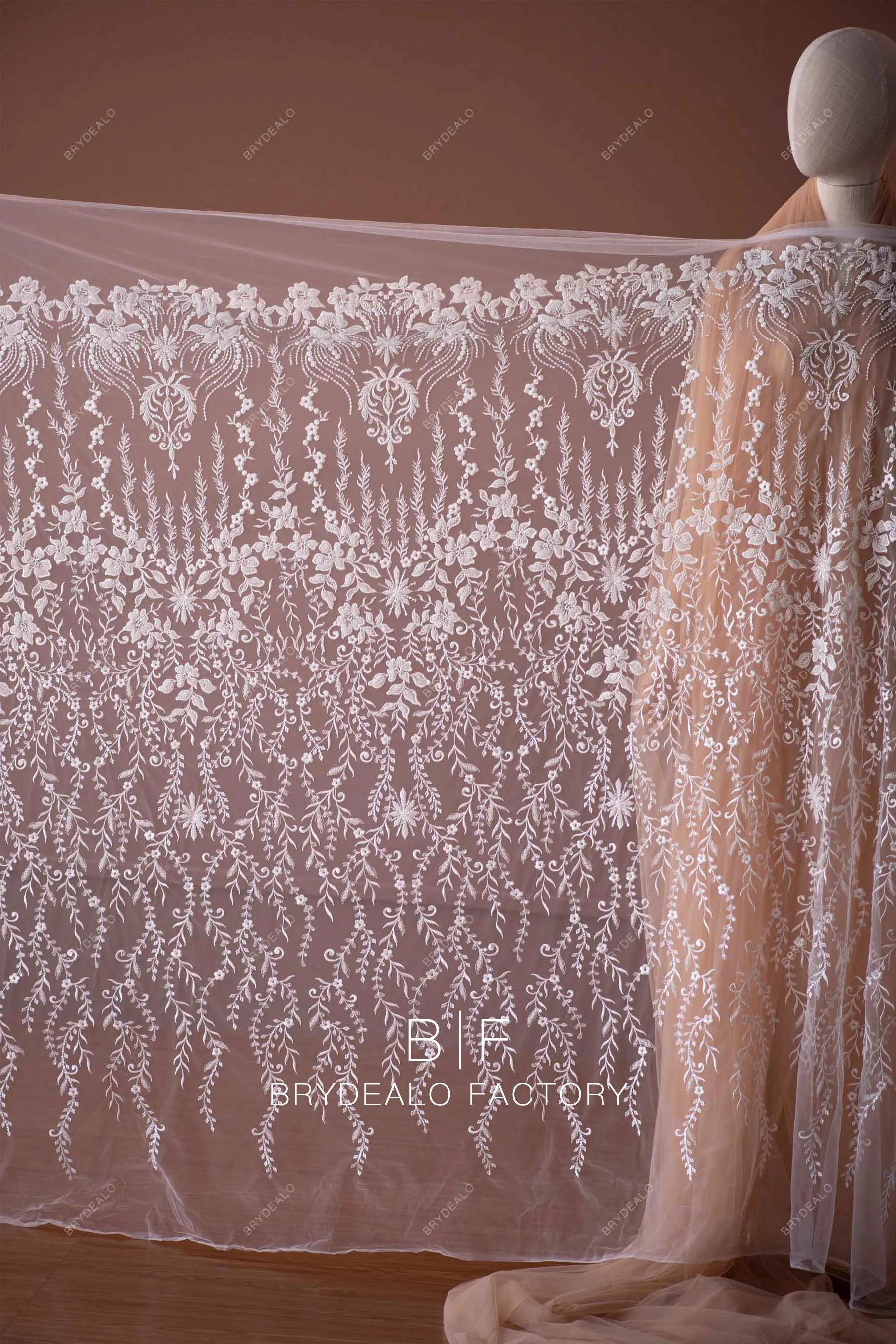Trendy Luxury Beaded Flower Bridal Lace Online