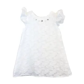 White Floral Brocade Dress with Jewel