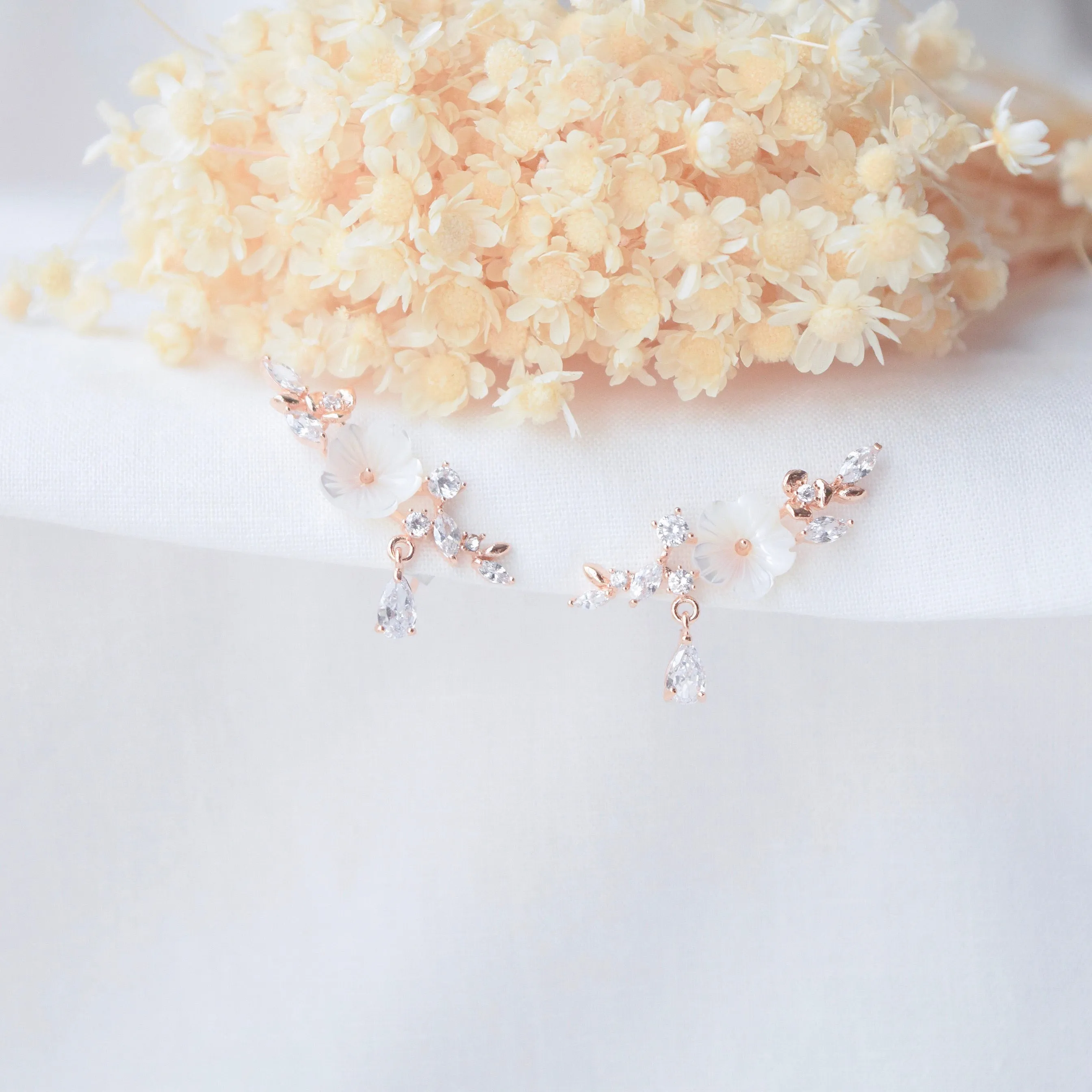 White Sakura Blooming Earrings