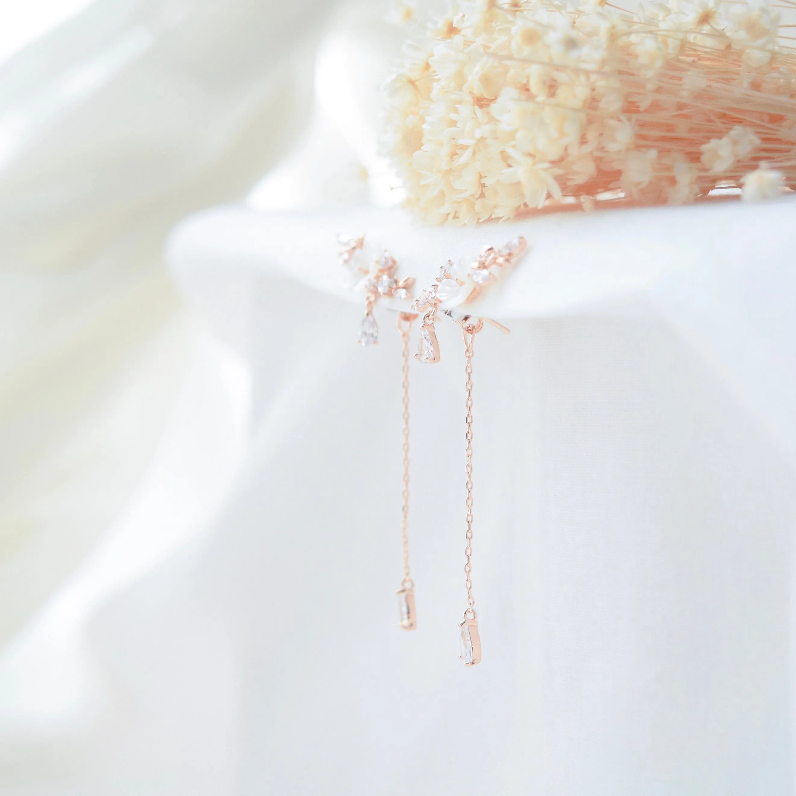 White Sakura Blooming Earrings