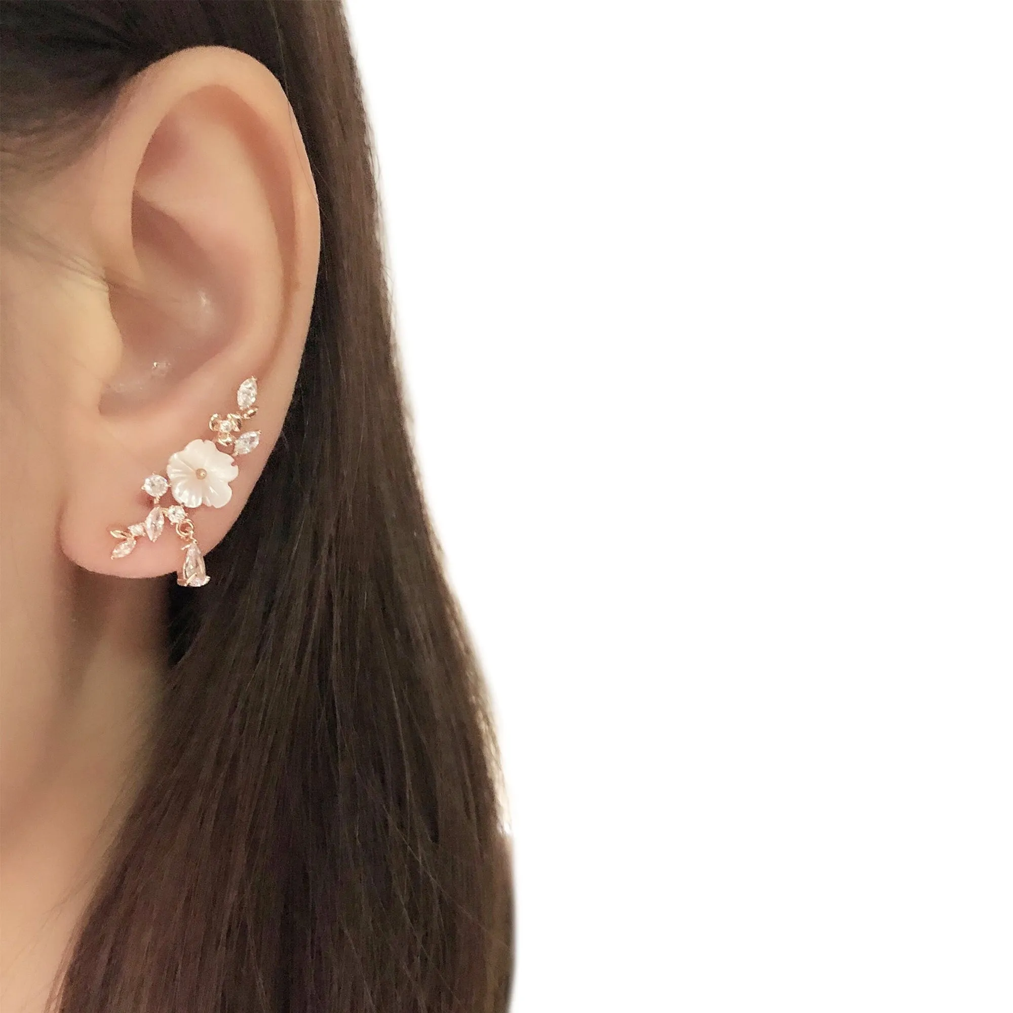 White Sakura Blooming Earrings