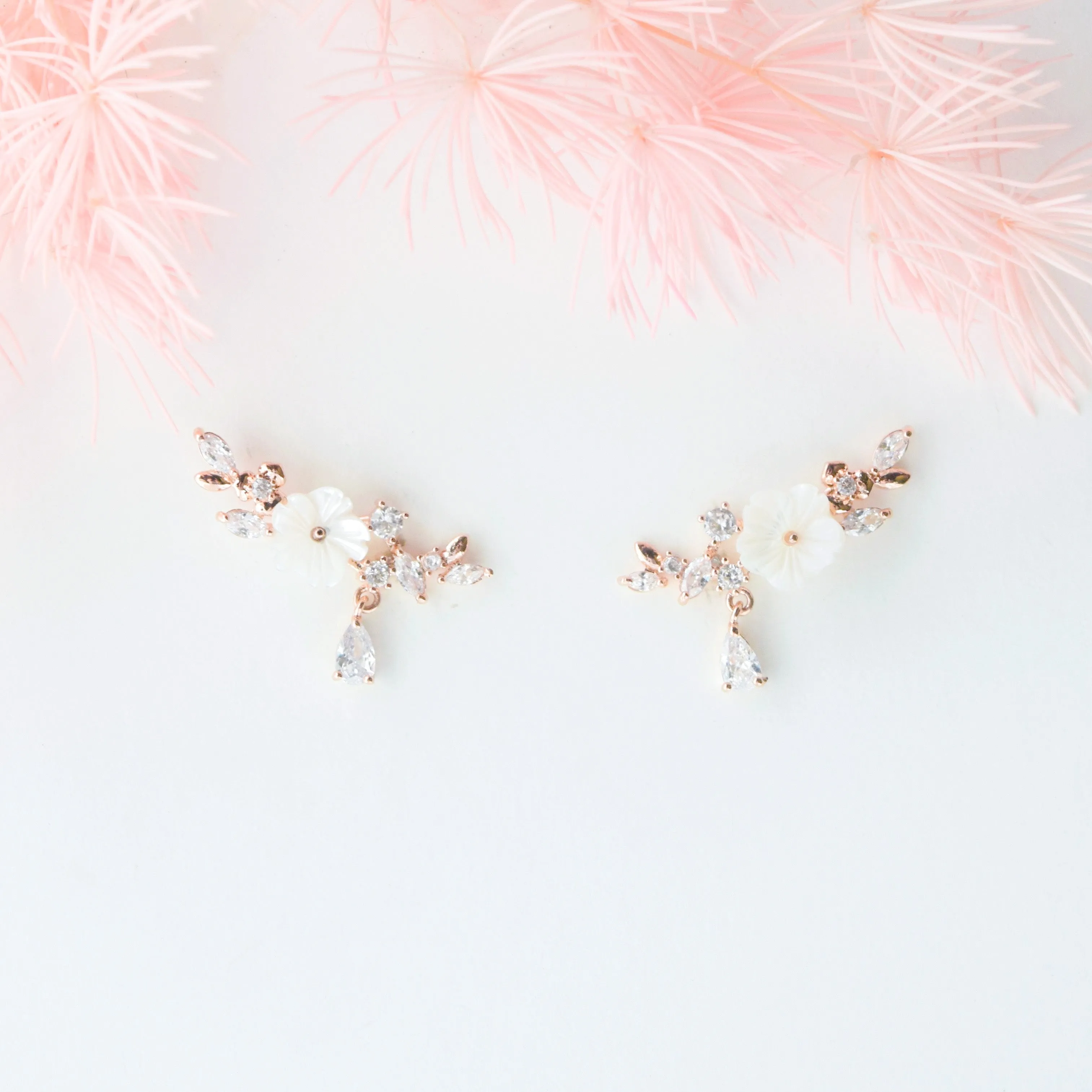 White Sakura Blooming Earrings