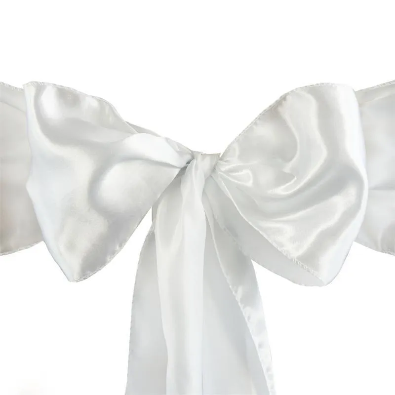 White Sleveeless Satin Flower Girl Dress with Sash