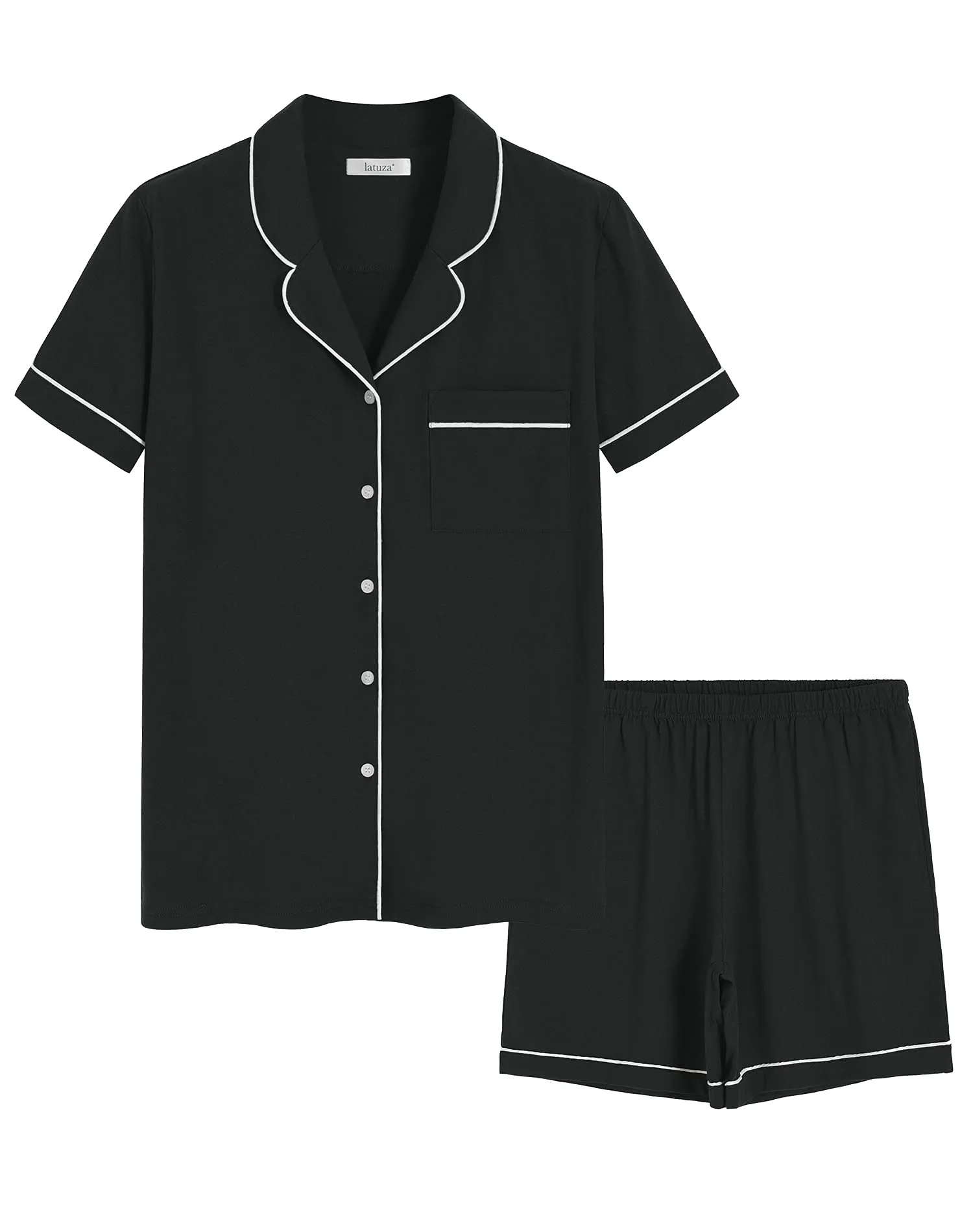 Women's Cotton Button Up Pajama Shirt Sleep Shorts Lounge Set